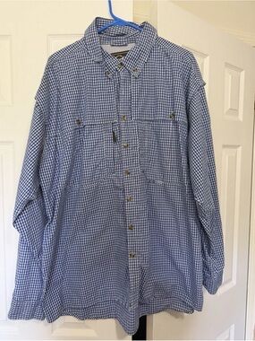 Men's Drake Waterfowl Long Sleeve Button Up Blue Gingham Size XL